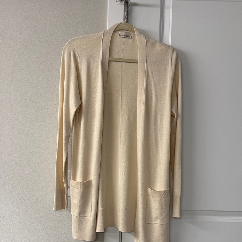 Elegant Beige Open Front Cardigan